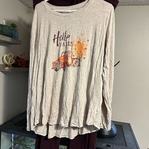 Maurices Cream Pajama Top with Fall Graphic